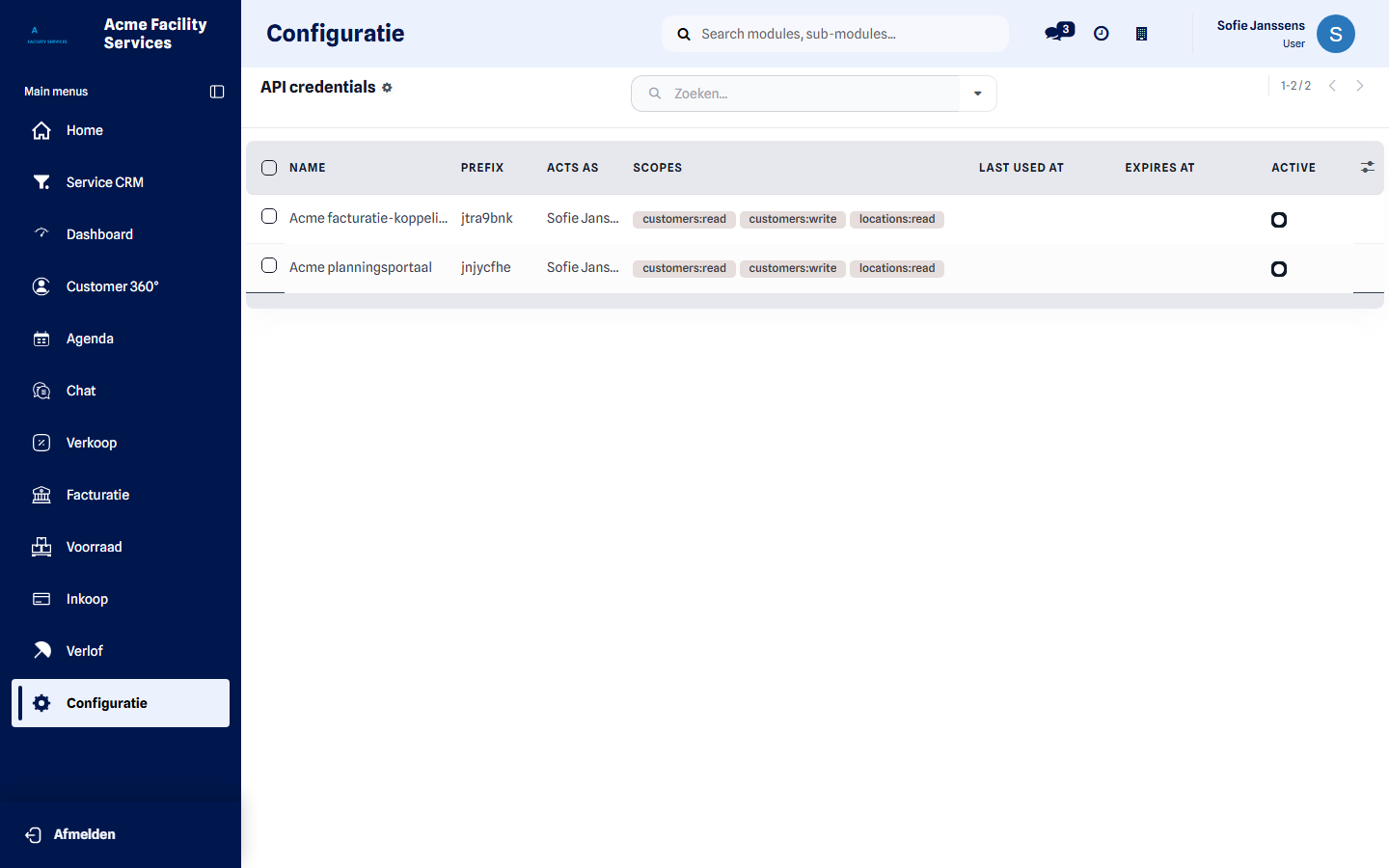 API credentials