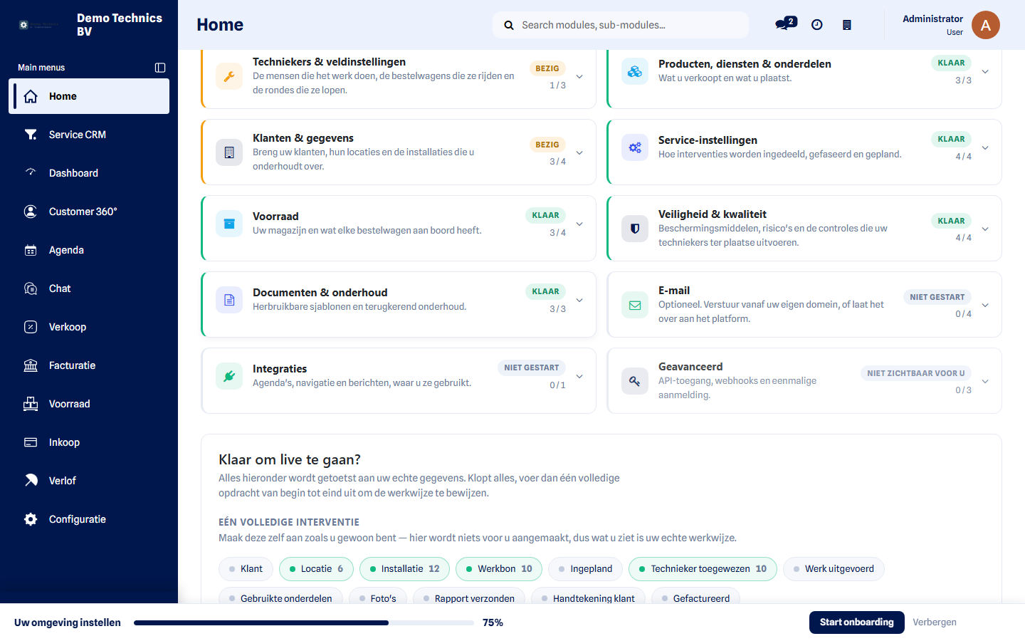 De go-live-controle met de interventieketen